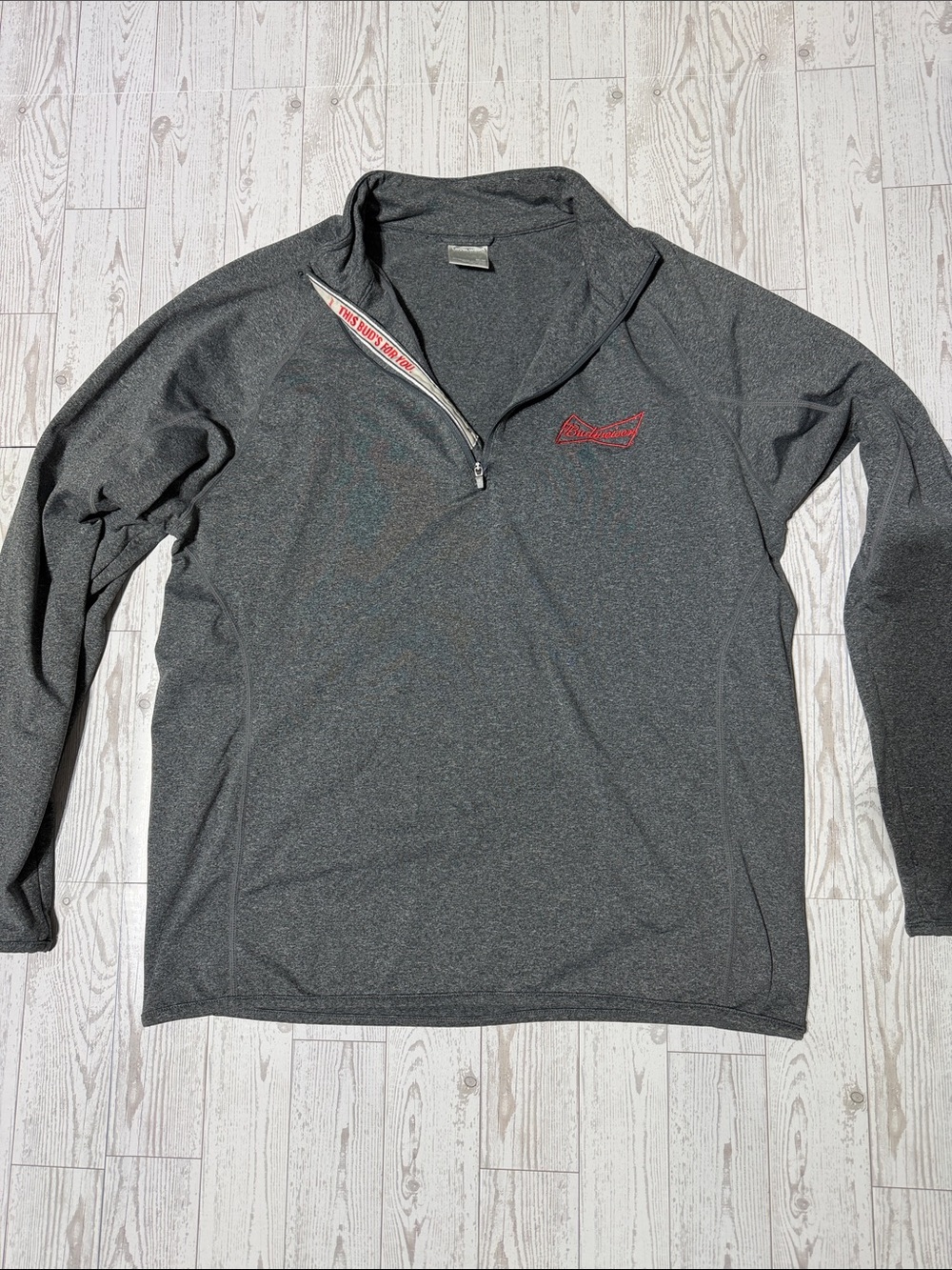 Budweiser Men's Dark Gray Quarter-Zip Pullover with Red Logo